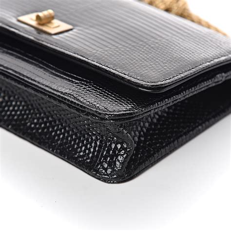 CHANEL Lizard Reissue Wallet on Chain WOC Black